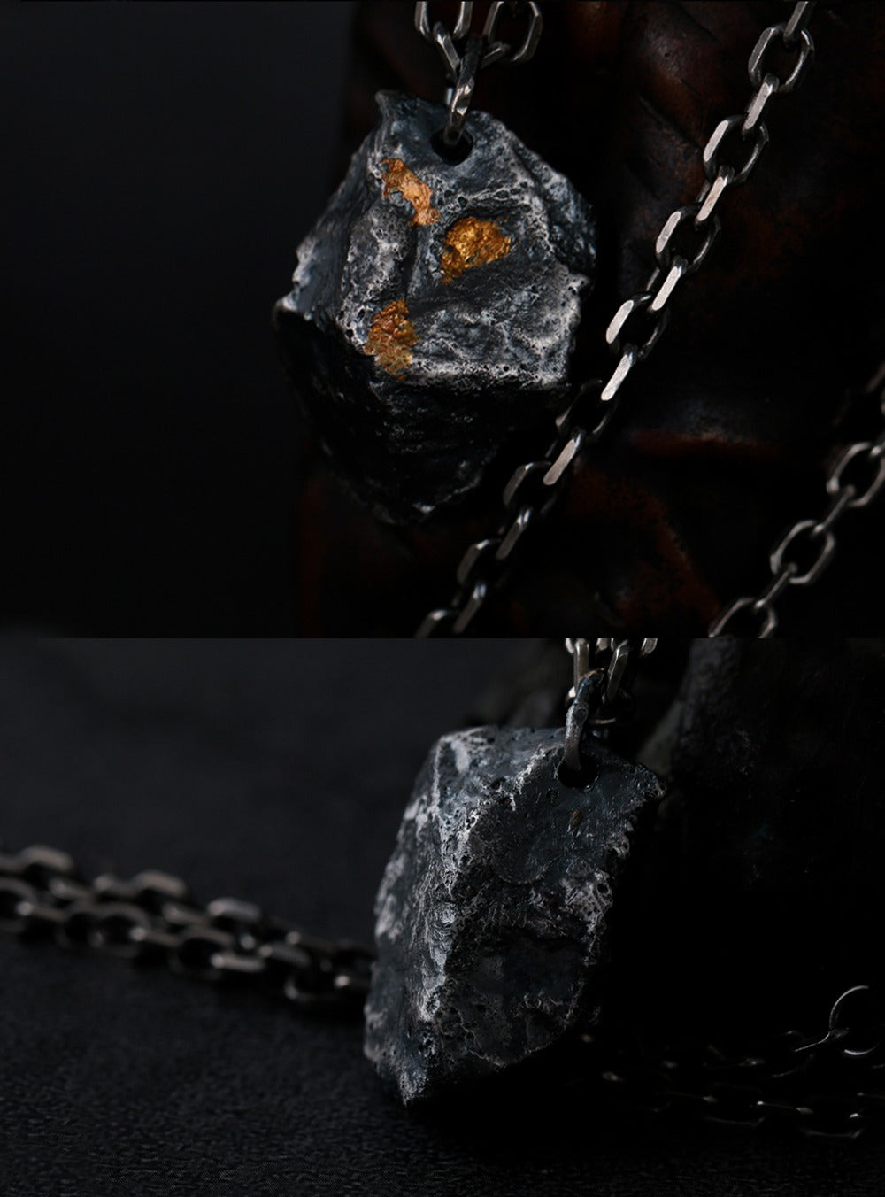 999 Irregular Silver Nugget DIY Melting Gold Vintage Style High-End Necklace Pendant for Men