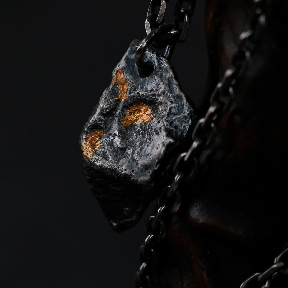 999 Irregular Silver Nugget DIY Melting Gold Vintage Style High-End Necklace Pendant for Men
