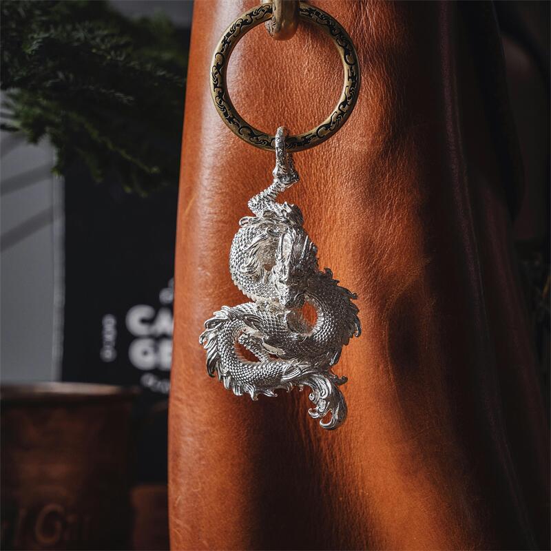 S925 Silver Oriental Dragon Men's Necklace Pendant Creative Handmade Accessories