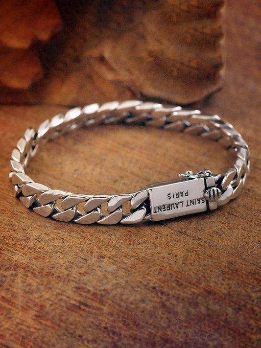 925 Sterling Silver Bracelet Minimalist Punk Style Couple's Gift for Boyfriend