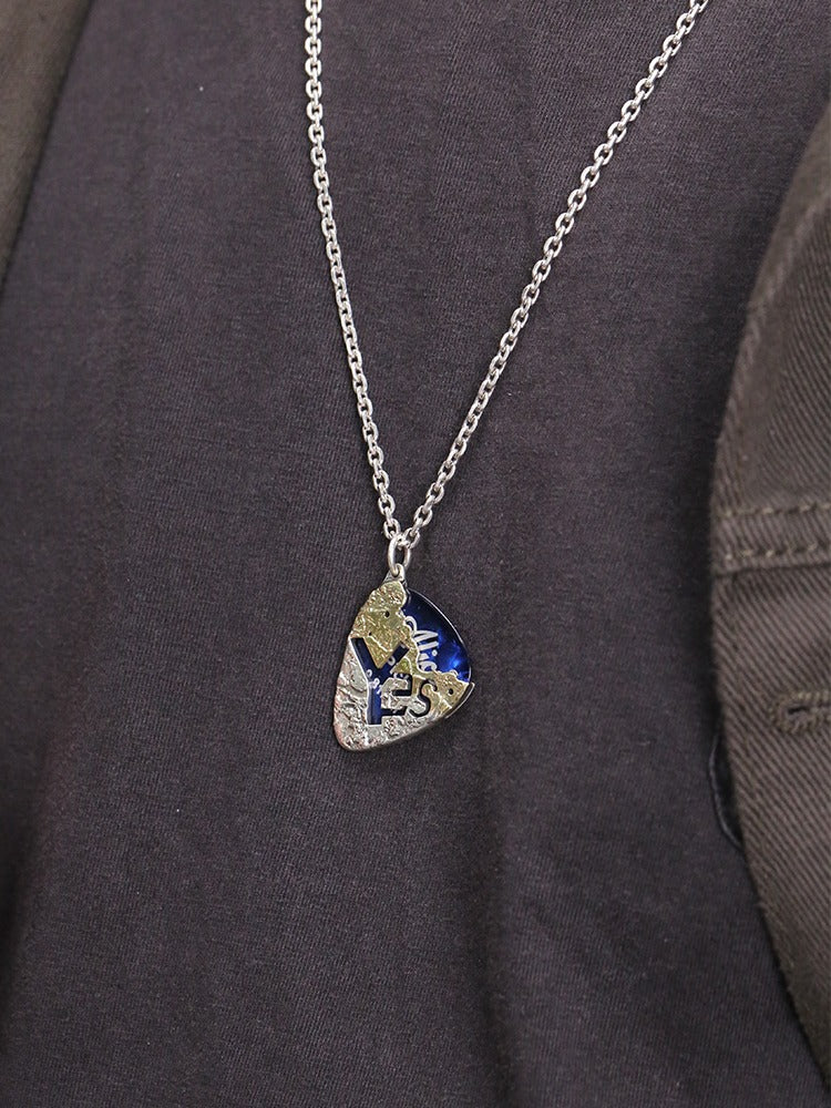 925 Silver Guitar Pick Necklace with Detachable Pick for Playing