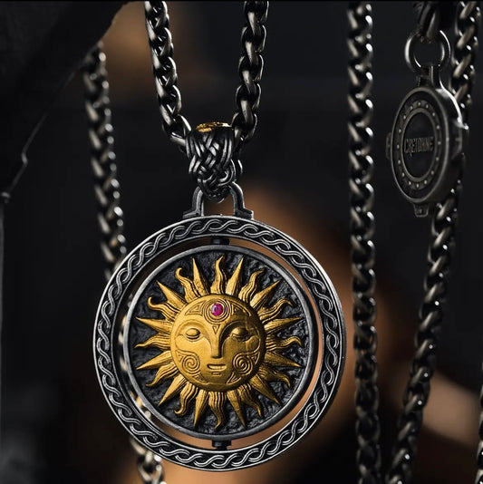 925 Silver Celtic Necklace Sun and Moon in Unity Gold-Plated Limited Edition Handmade Silver Jewelry