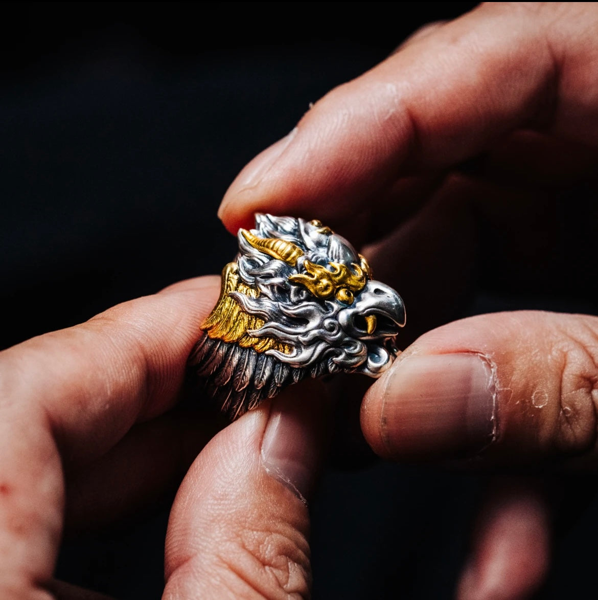 925 Silver Garuda Ring Handmade Original Men's Symbolic Power Design