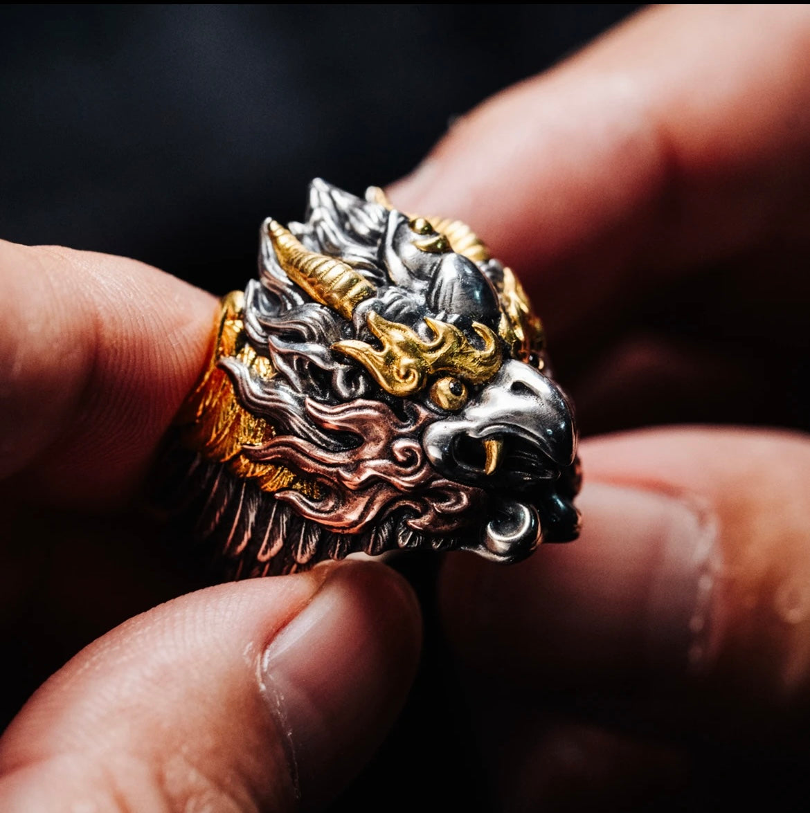 925 Silver Garuda Ring Handmade Original Men's Symbolic Power Design