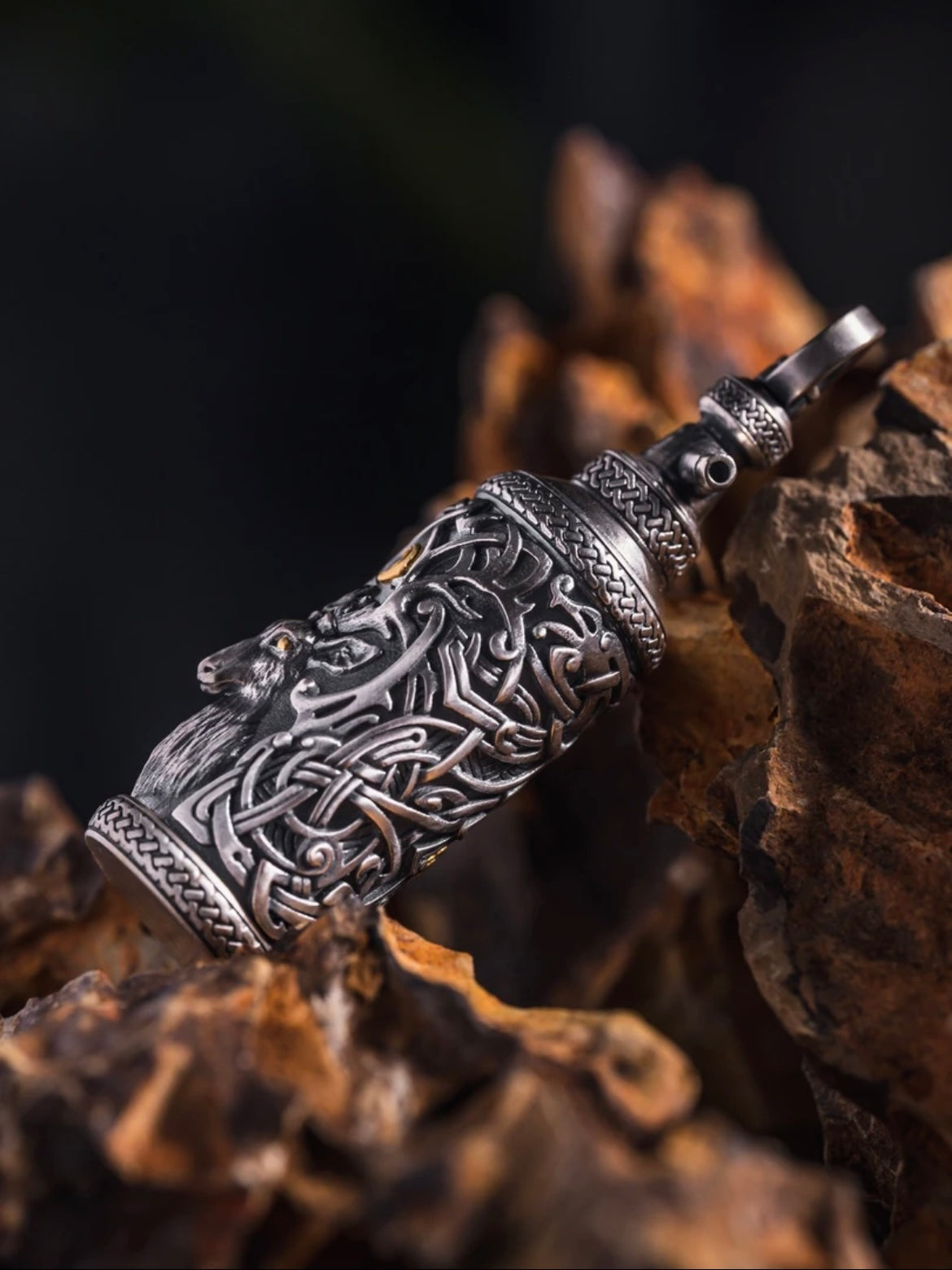 925 Silver Celtic Mythology Cernunnos Magnesium Rod Pendant Necklace BC Outdoor Camping Pure Handmade Custom Pendant