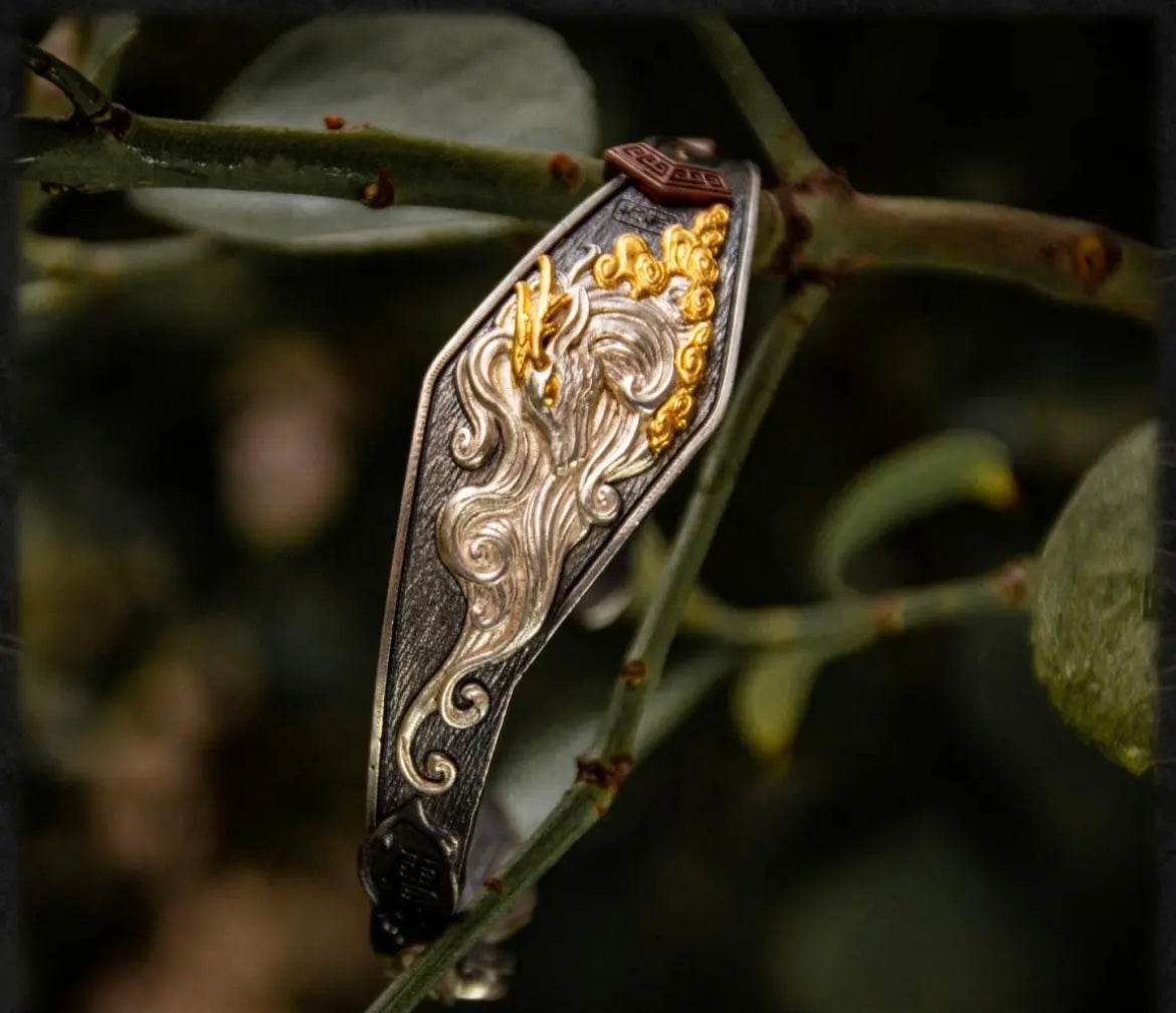 925 Silver Bracelet Featuring Bai Ze - Ancient Symbol of Protection