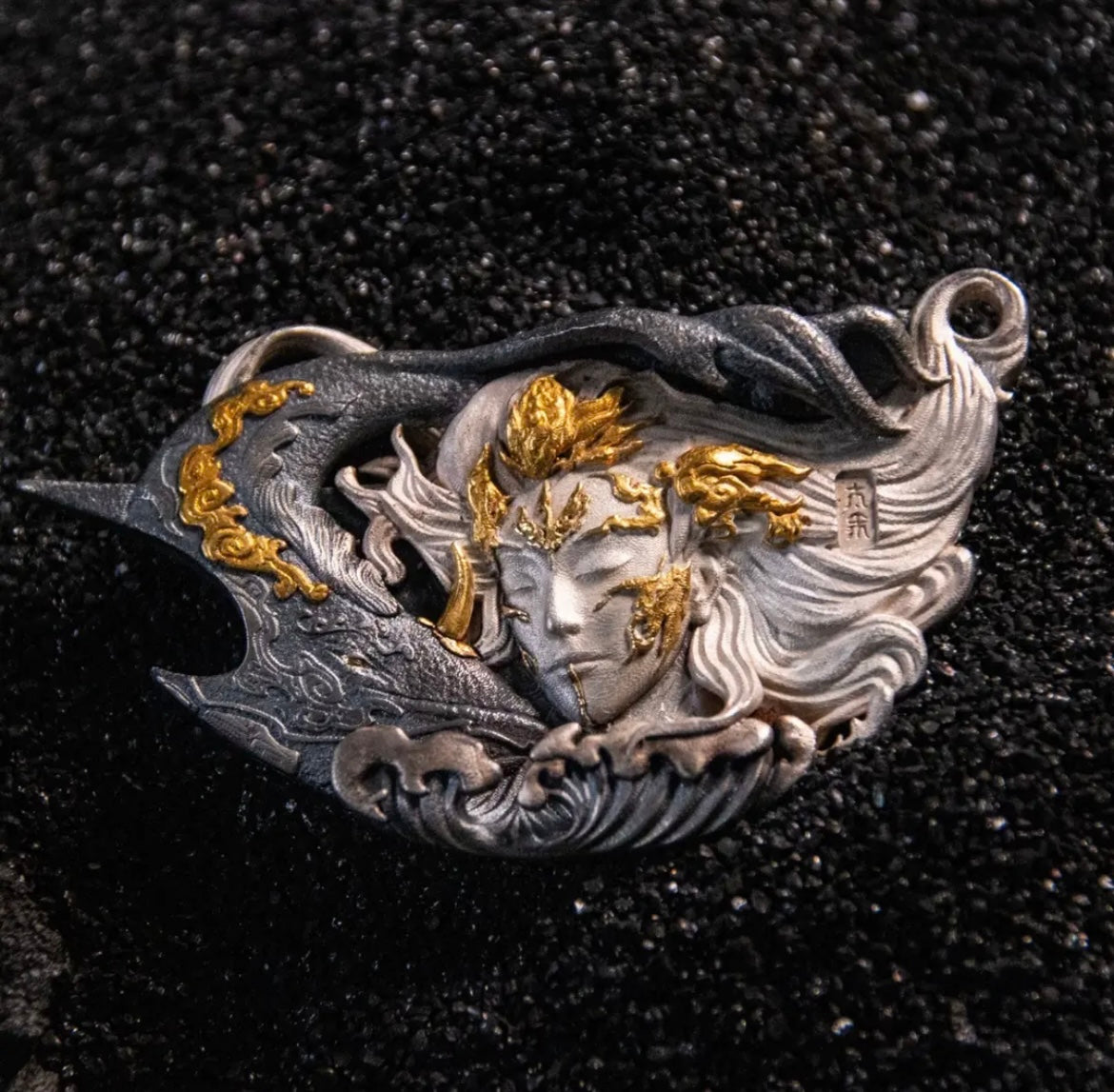 925 Silver Handmade Chinese Mythology Zhuang Zhou Kunpeng Amulet Unique Creative Pendant Necklace