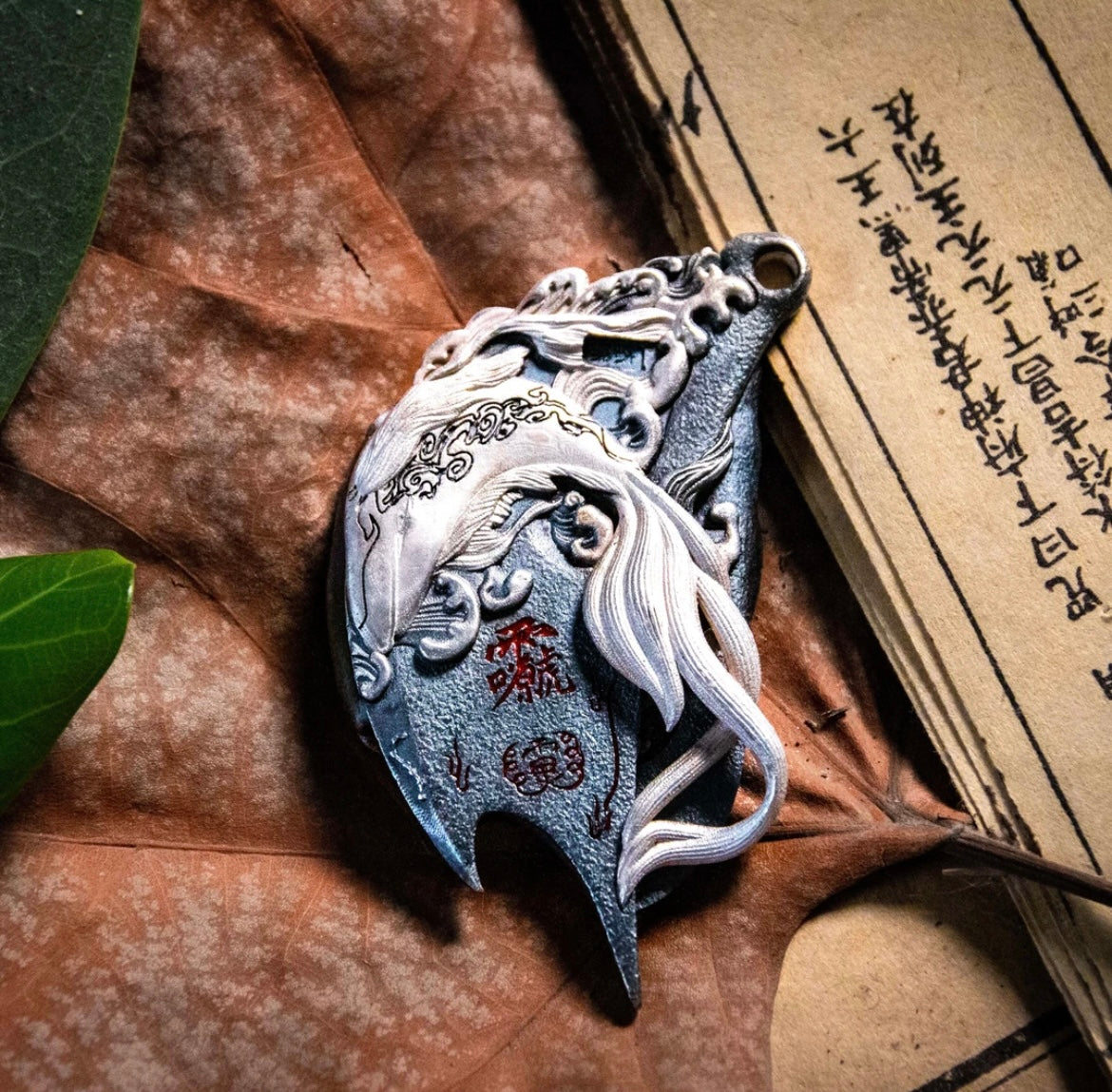 925 Silver Handmade Chinese Mythology Zhuang Zhou Kunpeng Amulet Unique Creative Pendant Necklace