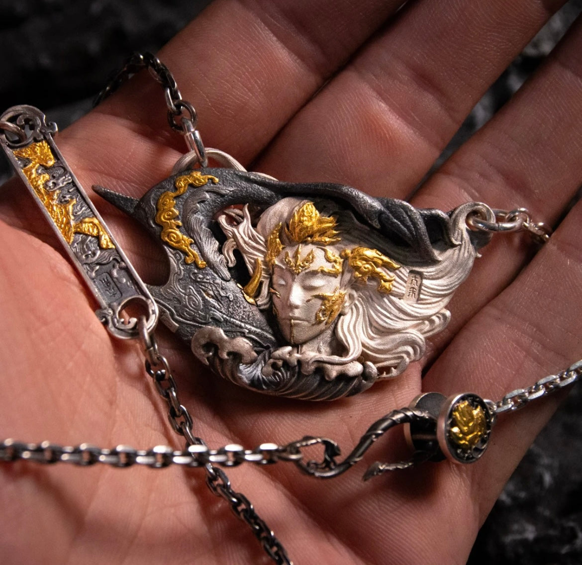 925 Silver Handmade Chinese Mythology Zhuang Zhou Kunpeng Amulet Unique Creative Pendant Necklace