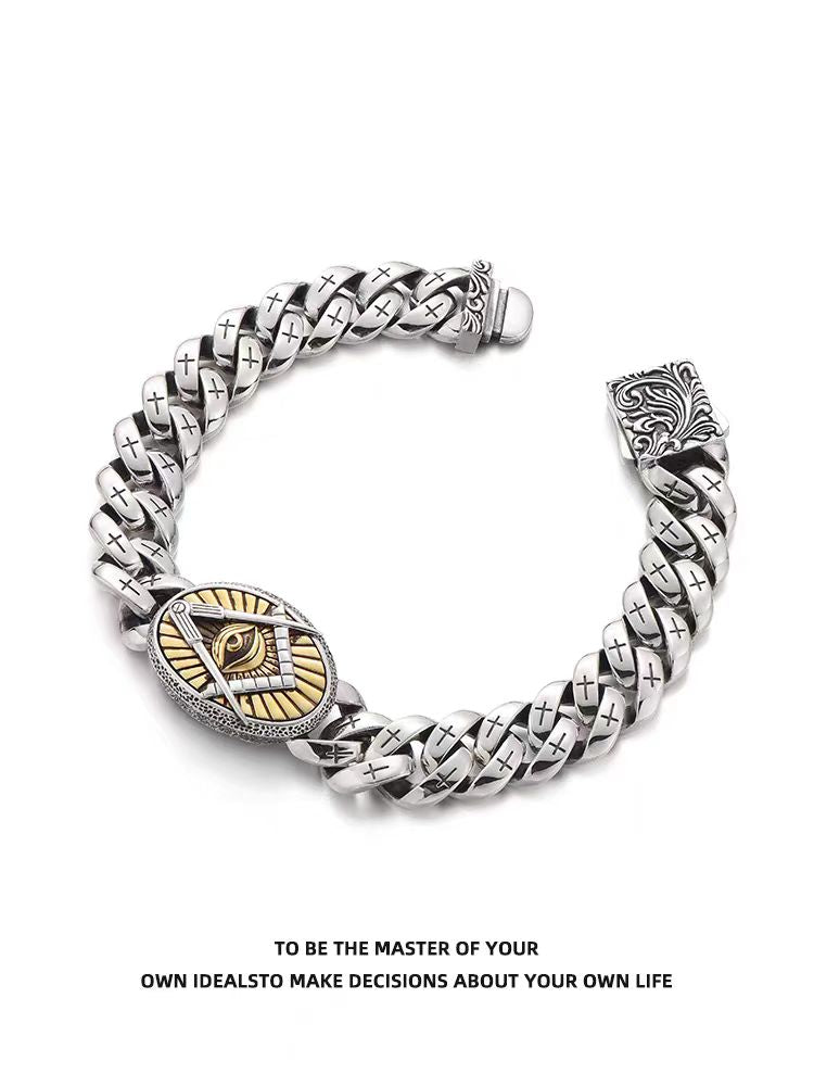 925 Silver Bracelet Eye of Horus Royalty Health and Strength Chain