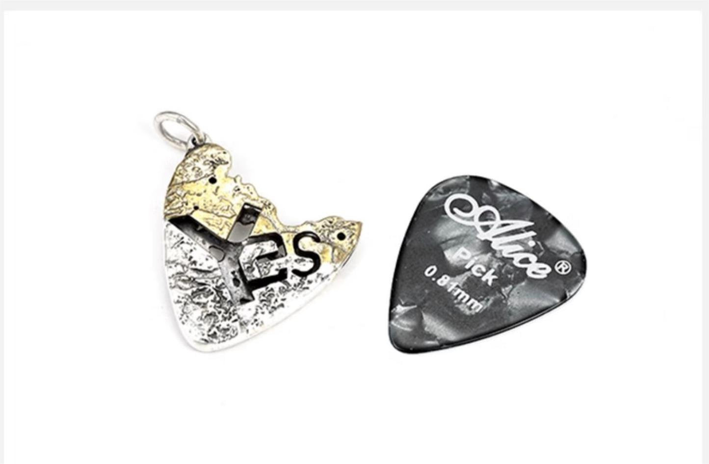 925 Silver Guitar Pick Necklace with Detachable Pick for Playing