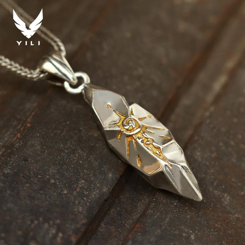 925 Sterling Silver Wish Stone Necklace Meteorite Pendant Light Luxury Men's Gift