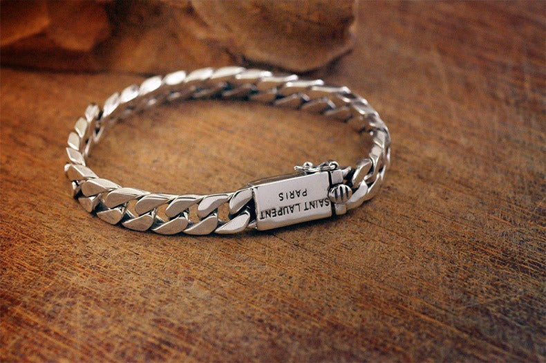 925 Sterling Silver Bracelet Minimalist Punk Style Couple's Gift for Boyfriend