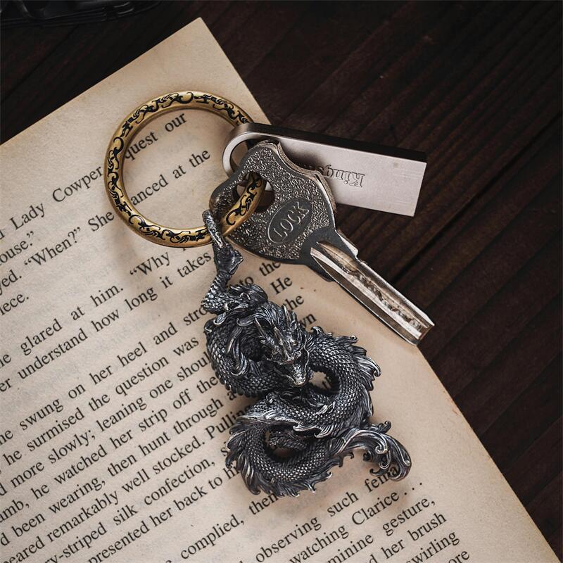 S925 Silver Oriental Dragon Men's Necklace Pendant Creative Handmade Accessories